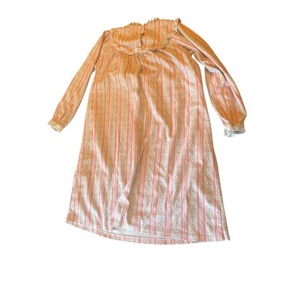 Lanz Girls Floral Striped Nightgown Size M 7/8 Polyester - Picture 5 of 5